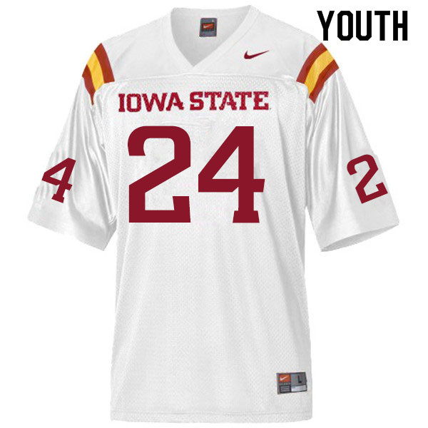 Iowa State Cyclones Youth #24 D.J. Miller Nike NCAA Authentic White College Stitched Football Jersey XW42Z40SG
